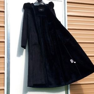 Wilson's Leather Suede Leather Hooded Trench Coat Size Medium